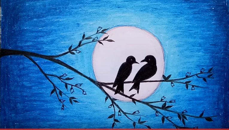 How To Draw A Moonlight Scenery With Oil Pastels In This Video I Show ...